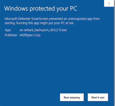 Windows SmartScreen dialog after More info, showing Run anyway button
